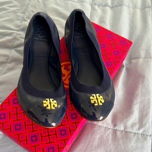 Navy blue Tory Burch ballerina shoes. Only worn twice.